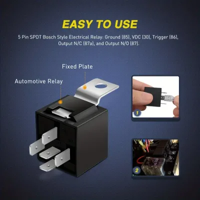 Relé 12V 5 Pines SPDT - 40/30A